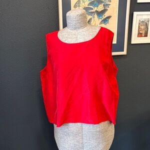 Red Sleeveless Women's 100% Silk Top Size 3X